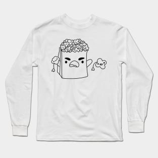 Angry Popcorn Bag In Black Long Sleeve T-Shirt